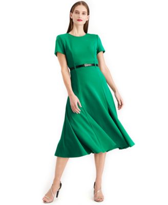 Calvin Klein Belted A line Midi Dress ...